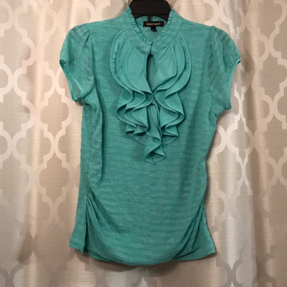 Teal ruffle shirt